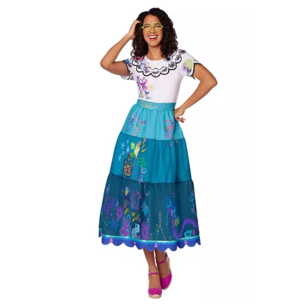 Disney Encanto Mirabel Madrigal Costume Dress Blue White Floral Women’s Size 7/8